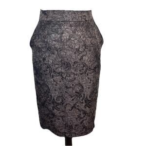 Coldwater Creek Skirt size 6 Brown Brocade Floral Pencil Knee Church Wedding
